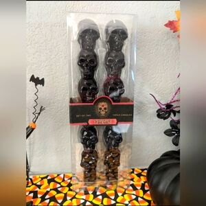 Halloween Black Skull Taper Candles Day Of Dead Goth Decor Dark Academia